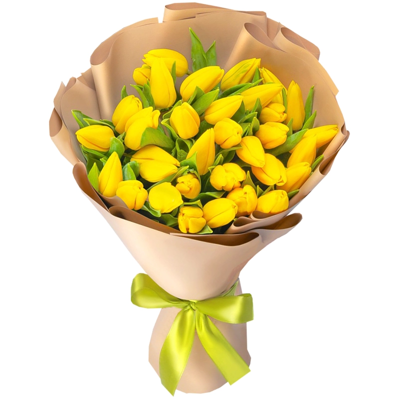 Букет из 35 желтых тюльпанов